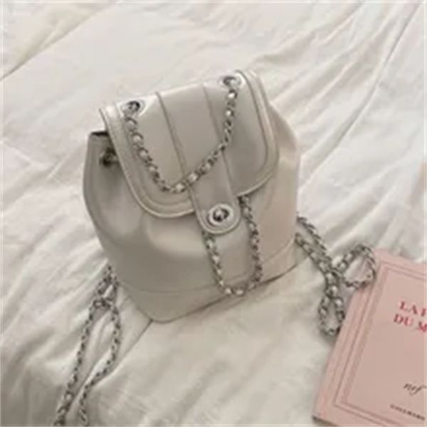 

graceful backpack bag women 2023 new trendy spring and summer chain bucket bag student class large capacity backpack a4, Black
