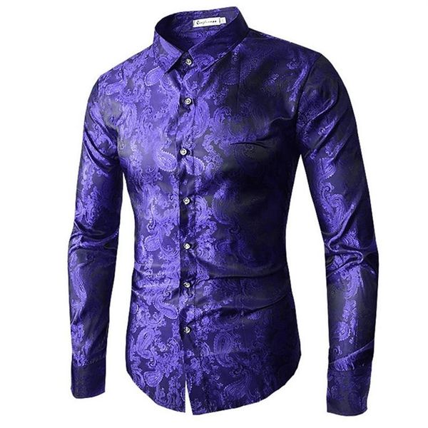 

2021 male long sleeve shirts red gold purple blue men's embroidery dress shirt fashion slim wedding party bussin252i, White;black