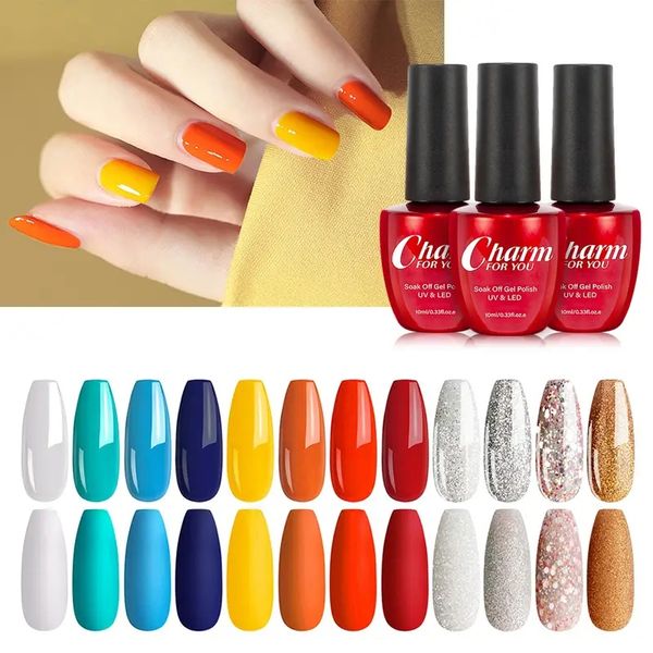 

12 colors bright yellow and blue pop color gel nail polish set - uv/led soak off starter kit for diy salon and nail art