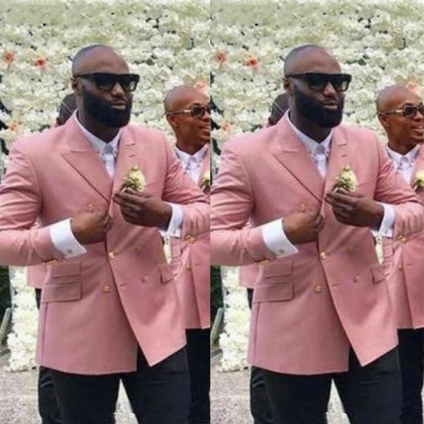 

men's suits & blazers blush pink skinny men wedding tuxedo for groomsman double breasted african blazer slim fit fashion desg202g, White;black