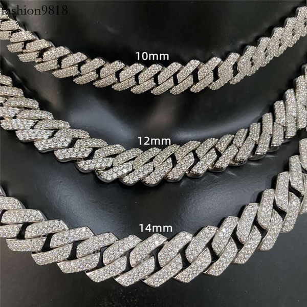 

factory direct sales hip hop jewelry mayami box buckle sier inlaid moissanite cuban chain necklace jewelry, Black