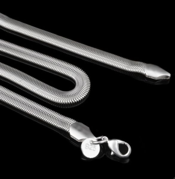 

6mm 925 sterling silver snake chain necklace for men women flat smooth lobster clasps thick chains 1624inches fit diy pendant cha9540190