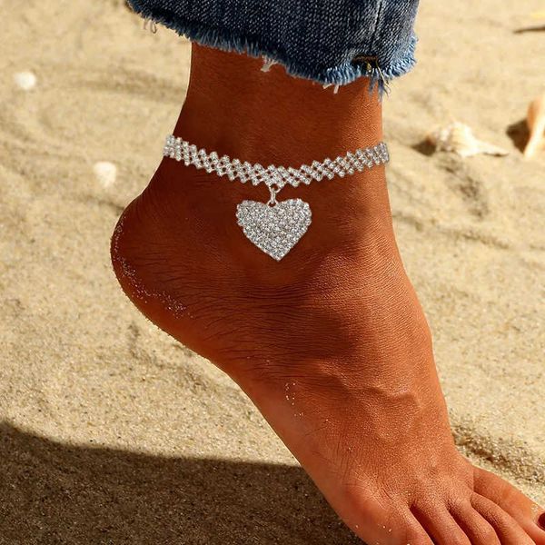 

selling accessories fashionable and personalized beach diamond shaped foot rhinestones love ankle chains accessories for women, Red;blue