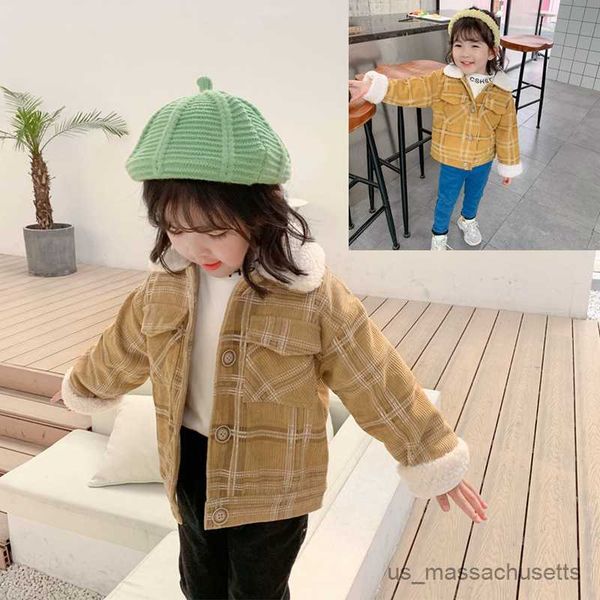 

jackets new baby girl boy winter plaid coat kids fashion thick warm coats jackets children's clothing overcoat r230812, Blue;gray