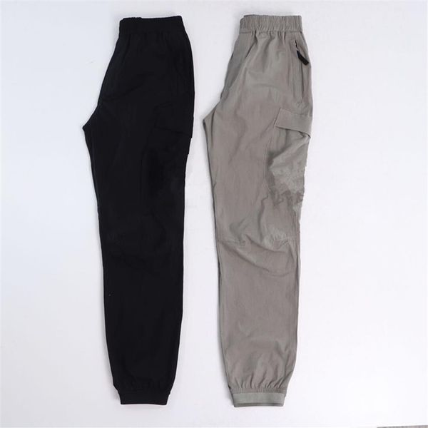 

konng gonng spring and summer men's pants fashion brand retro multi pocket overalls jogging leggings tie one's feet2984, Black