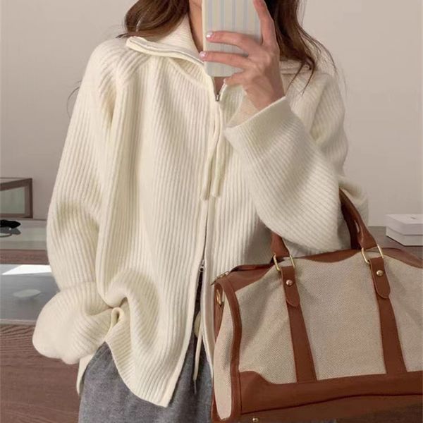 

women's sweaters knitted cardigan woman thickened autumn and winter sweater jacket 230811, White;black