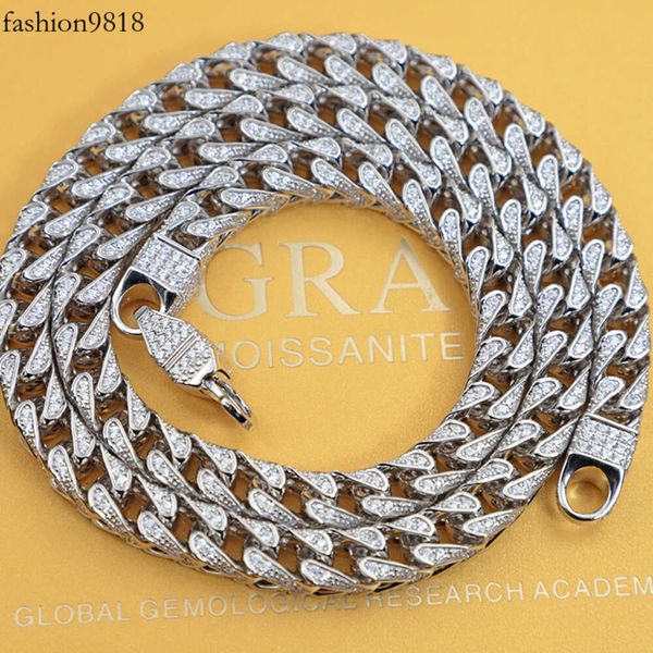 

high jewelry necklace 6mm 8mm sterling sier vvs moissanite gra certificate rapper hip hop cuban link chain, Silver