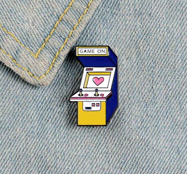 

game machine enamel pin video games badge pink heart brooch cartoon rocker love clothes backpack bag lapel pin jewelry gift for ki5055086, Gray