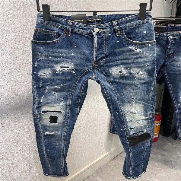 

dsq phantom turtle men's jeans classic fashion man jeans hip hop rock moto mens casual design ripped jeans distressed skinny 2823, Blue