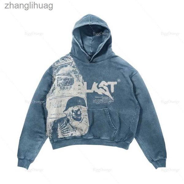 

womens hoodies sweatshirts coats streetwear gothic casual alphabet blast print pattern men clothing skull fashion hoodie men harajuku retro, Black
