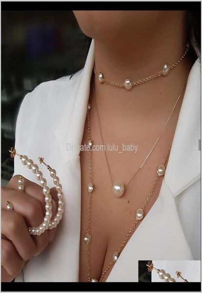 

s1217 fashion jewelry set beads multi layer choker nc742 urwla5689764, Silver