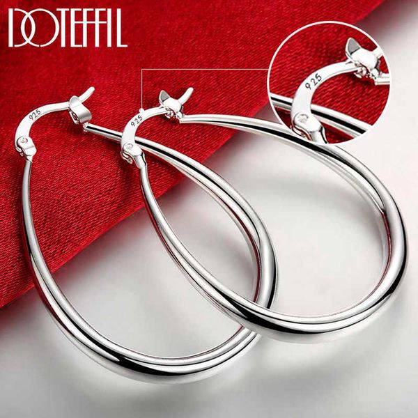 

doteffil 925 sterling silver smooth circle 41mm hoop earrings for women lady gift fashion charm wedding jewelry