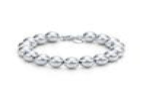 

omhxzj whole beaded strands personality fashion woman girl party gift silver 10mm hollow beads chain 925 sterling silver brace6303373, Black