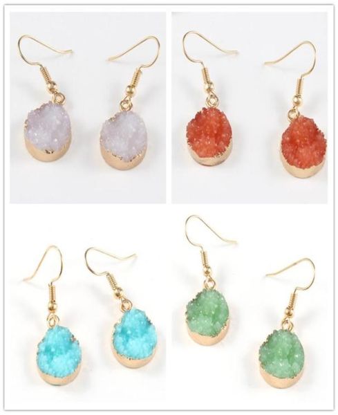 

fashion irregular druzy drusy earrings gold plated circle gemetry faux natural stone resin earrings for women jewelry9064093, Silver