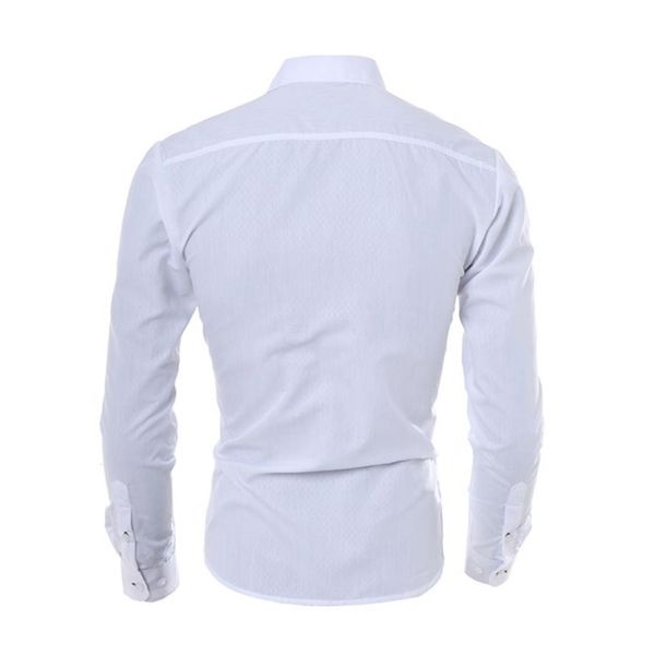 

men fashion business shirt long sleeve slim royal blue white solid color autumn clothing feme237a, White;black