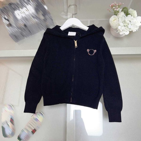 

luxury designer kids cardigan chest cartoon pattern print baby knitted sweater size 100-150 cm long sleeved zipper baby hooded jacket, Blue