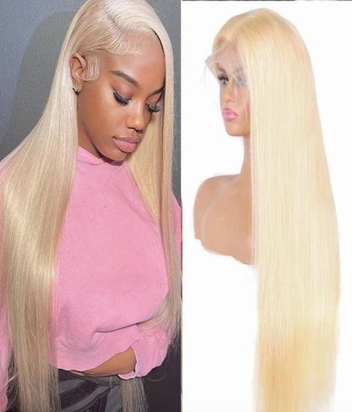 

13x4 lace front wig human hair pre plucked brazilian straight wig for women 613 blonde 12inch 26inch1603355, Black