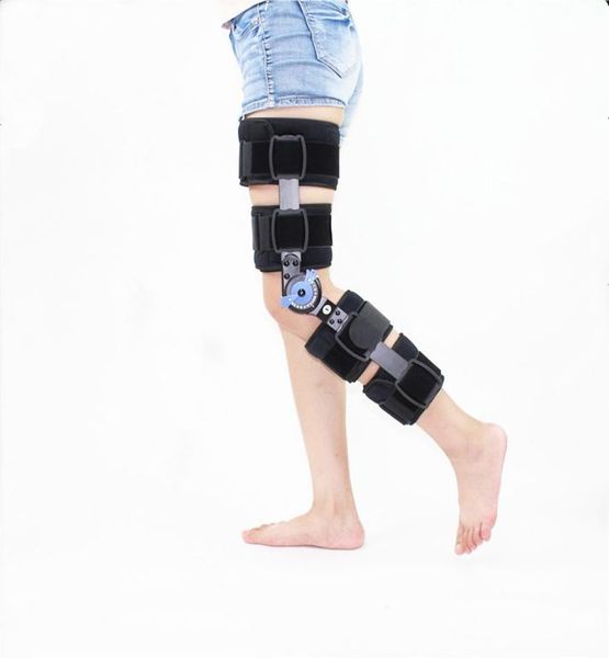 

orthopedic hinged knee brace support adjustable splint stabilizer wrap sprain poshemiplegia flexion extension joint support1736471, Black;gray