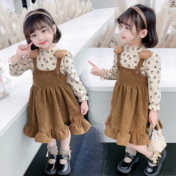 

clothing sets girls clothes tshirt dress girls clothing floral pattern kids girl clothes set casual costumes for children r230812, White