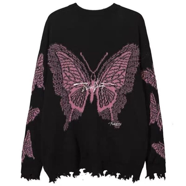 

womens sweaters deeptown goth punk sweater women bufferfly pullover vintage knitted female jumper korean fashion knitwear harajuku oversized, White;black