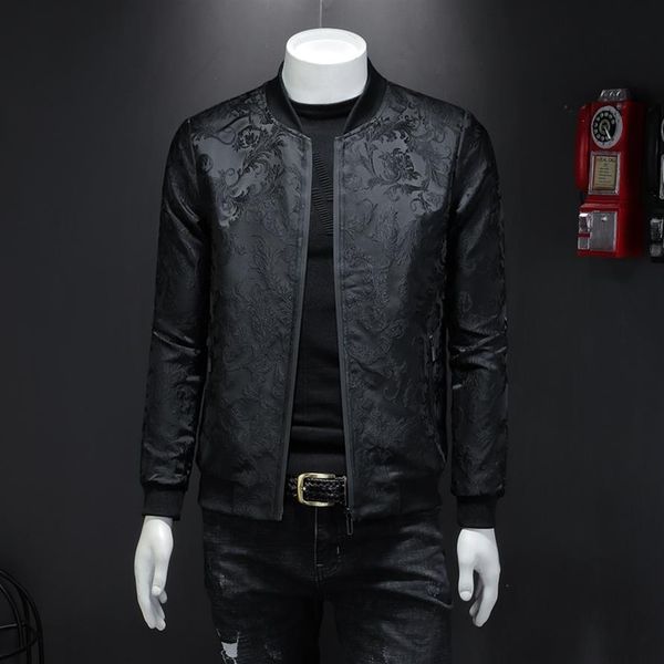 

2023 men's new stand collar slim jacket youth casual trend outer fashion embroidered handsome printed baseball uniform224r, Black;brown