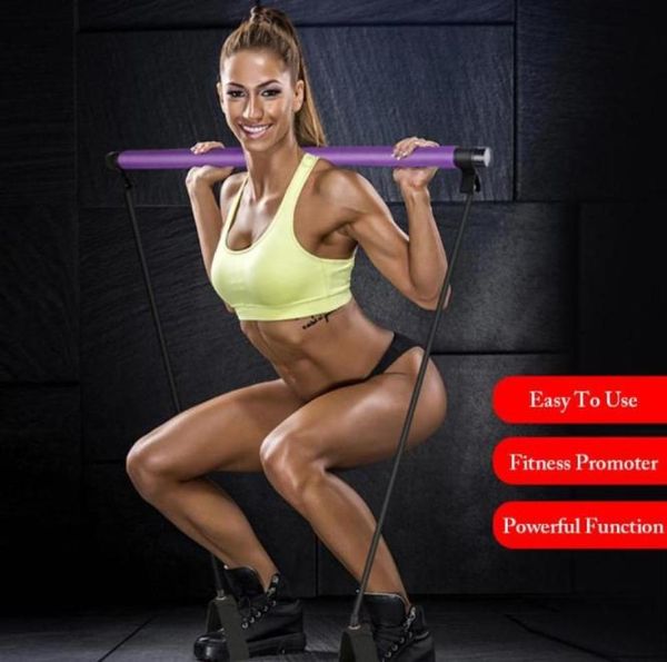 

pilates bar kit body abdominal resistance rope puller multi functional yoga rally rod pilates stick fitness bar body workout4816076