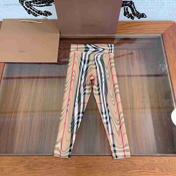 

designer child clothing yoga slim fit pants baby casual pants size 110-160 cm fashion khaki plaid print kids trousers aug03, Blue