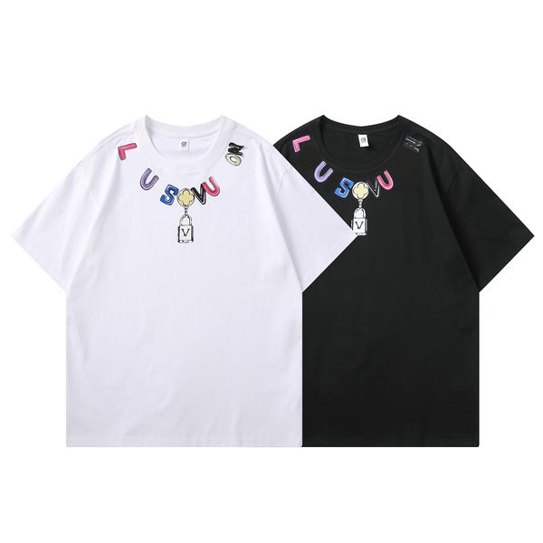 

2023men's and women's t shirt lovers short sleeve drilling technology advanced fabric designer makes sportswear street clothes m-x, White;black
