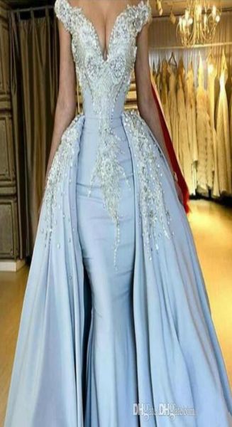

luxury beads overskirt mermaid evening dresses plus size arabic off shoulder party prom dresses formal pageant gowns robe de 3379183, Black;red