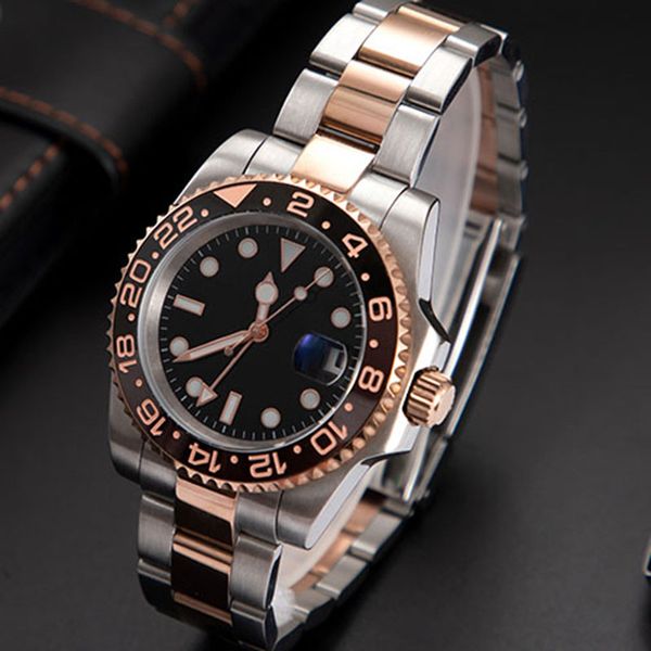 

mens watch ceramic ring classic designer luxury watches automatic movement 40mm stainless steel strap casual business waterproof sapphire gl, Slivery;brown