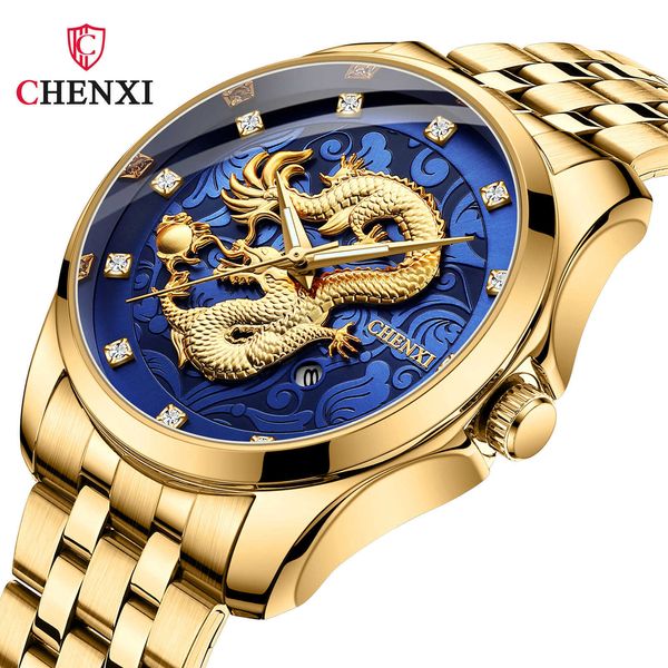 

chenxi 8220 brand luxury men wrist watches man golden quartz male fashion wrist watch waterproof clock relogio masculino, White;black