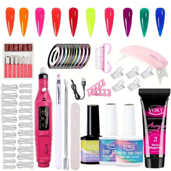 

nail set with nail lamp nail dryer nail drill machine manicure set kit poly nail gel kit polish set soak-off nail art tools sets