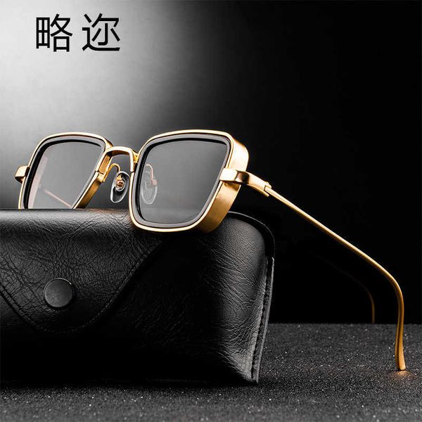 

58157 new indian men's heavy edged metal box trend sunglasses, White;black
