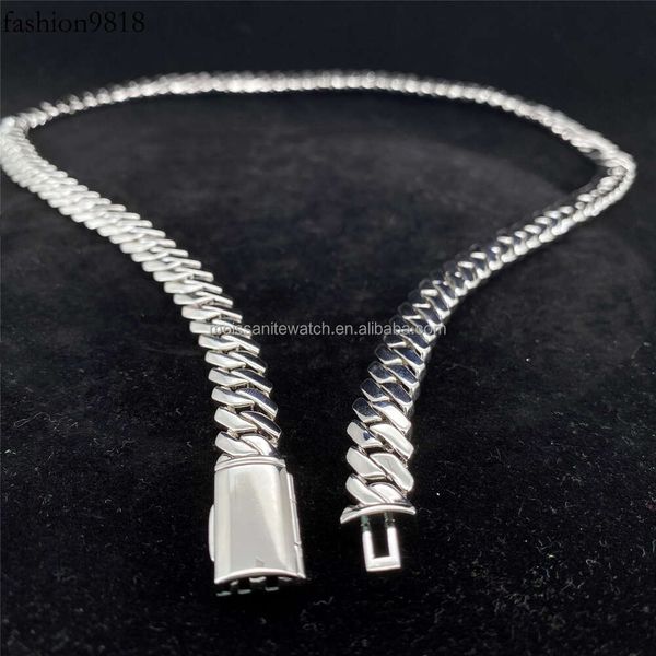 

wholesale custom hip hop cuban curb link mens 14k gold plated miami cuban necklace sterling sier cuban link chain, Silver