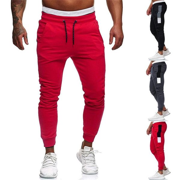 

pants men sweatpants slacks male new fashion hip casual elastic joggings sport solid baggy pockets trousers asian size295c, Black