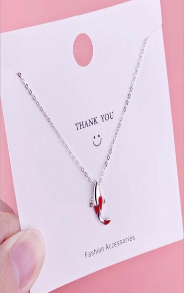 

925 sterling silver koi fish pendant necklace silver clavicle chain for women girls choker necklaces9840340