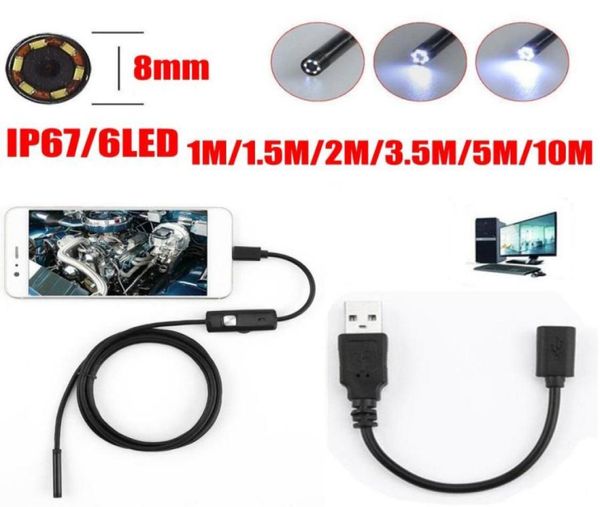 

aqkey 8mm lens 720p 6led android usb endoscope camera flexible snake usb pipe inspection smart phone borescope camera30211953180085