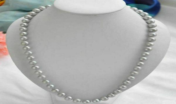 

beautiful 89mm genuine natural gray akoya freshwater pearl necklace 1636quot3142770, Silver