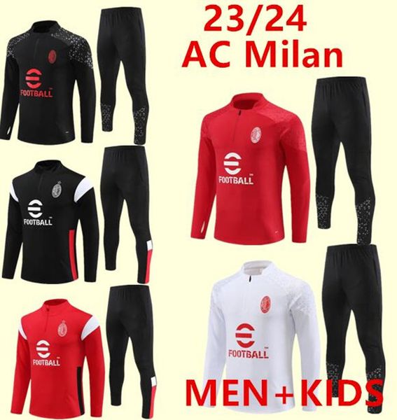 

23/24 ibrahimovic piatek kaka soccer training suit jacket survetement 23/24 maillot de foot calhanoglu milan football tracksuit, Black