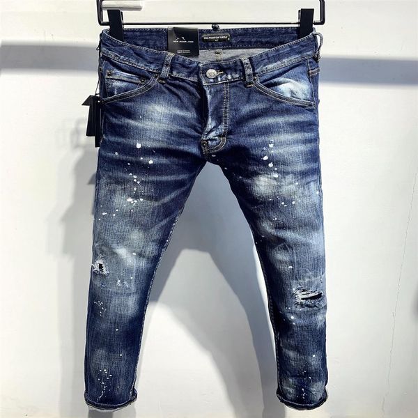 

dsq phantom turtle men's jeans classic fashion man jeans hip hop rock moto mens casual design ripped jeans distressed skinny 203t, Blue
