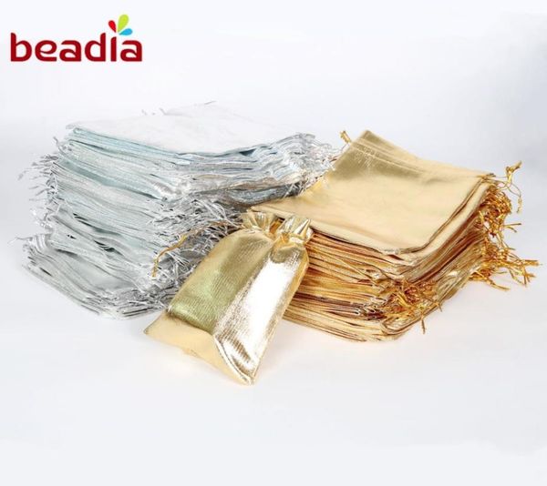 

100pcs silver gold organza drawable small size 7x9cm christmas wedding candy party pouch bag christmas gifts jewelry pouches4556427, Pink;blue