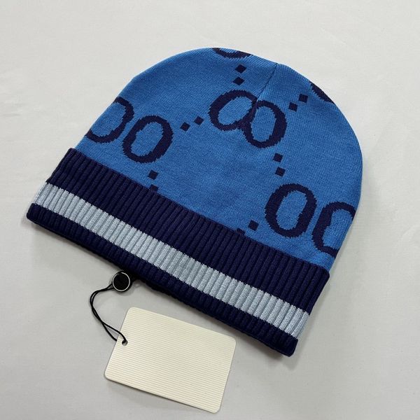 

fashion designer hats luxury men's and women's beanie fall/winter thermal knit hat ski brand bonnet plaid skull hat luxury warm ca, Blue;gray