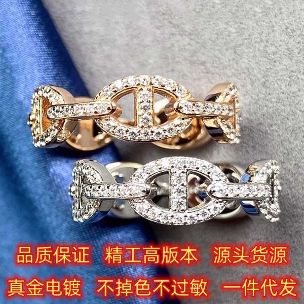 

trendy seiko high edition s925 silver h classic pig nose net red 18k rose gold ring female