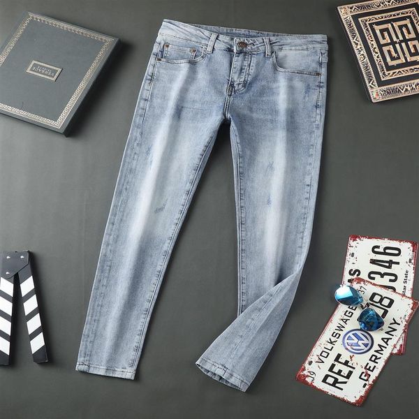 

summer mens jeans designer smoky gray stripe thin style jean fashion men pants slim-leg motorcycle biker causal hip hop us size 29187o, Blue