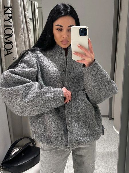 

men's hoodies sweatshirts kpytomoa women fashion with pockets oversized bomber jacket coat vintage long sleeve snap button female outer, Black