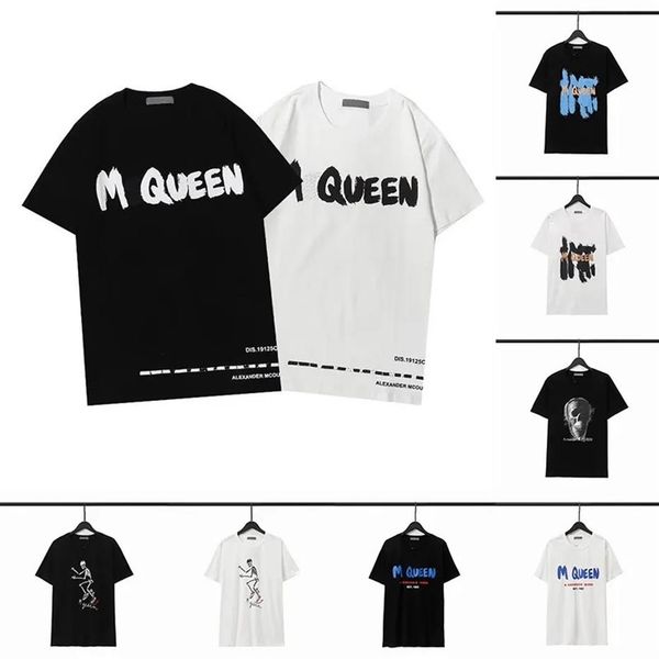 

fashion men's t-shirts summer mens mcqueen tees cotton designers short sleeve casual shirts hip hop streetwear t shirt graphi171n, White;black