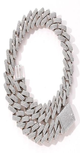

chains 20mm big heavy solid cuban link chain hip hop cz stone paved bling iced out square curb chokers necklaces for men rapper je2110663, Silver