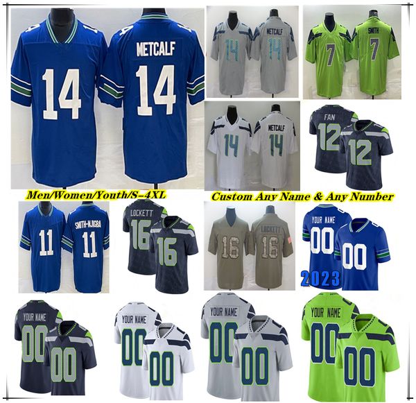 

American Football Jersey Geno Smith Kenneth Walker III DK Metcalf Tyler Lockett Uchenna Nwosu Darrell Taylor Bobby Wagner Jaxon Smith-Njigba Lynch Riq Woolen Brooks, Men grey