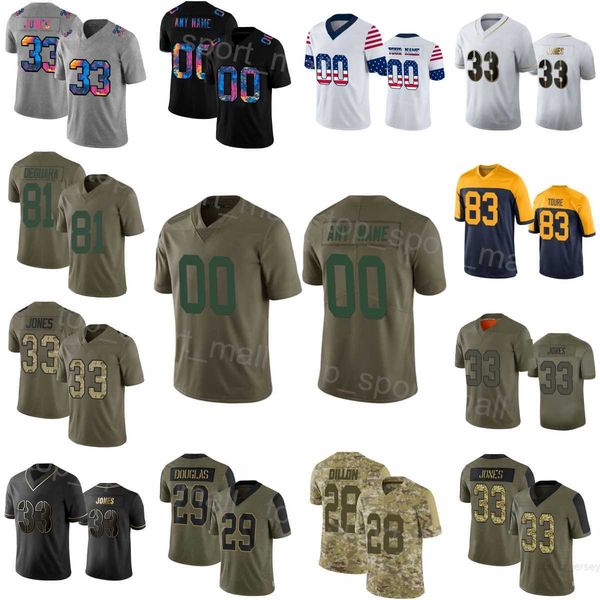 

men football 28 aj dillon jerseys 9 christian watson 27 patrick taylor 87 romeo doubs 90 lukas van ness 33 aaron jones 7 quay walker 59 devo, Black;red