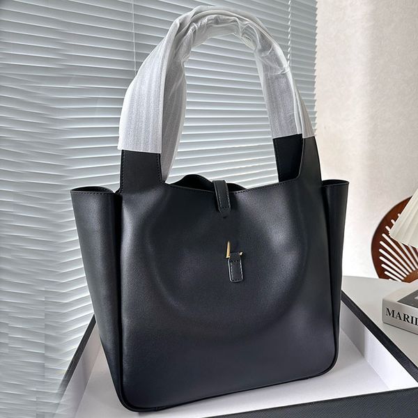 

women designer medium simple tote bag gold letters metal hardware wide leather strap shoulder handbag zipper pocket large capacity multi pur